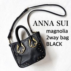 Mint condition, like new. ANNA SUI Magnolia 2-way shoulder bag/crossbody bag, leather, black, genuine leather.