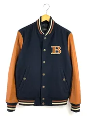 【中古品】BURBERRY BLACK LABEL バーバリーブラックレーベル WOOL LEATHER VARSITY JACKET D1F21-821-28 ウールレザー バーシティ ジャケット アウター 【141-260404-rt-17-tag】