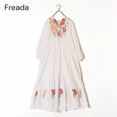 Freada フリーダ ボタニカル柄 クロスステッチ ワンピース