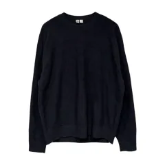 ユニクロ U ウール100% クルーネックセーター XL マルチカラー ネイビー