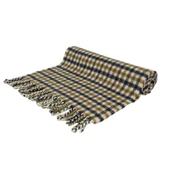 Aquascutum(アクアスキュータム) マフラー美品  ベージュ×ダークネイビー×ブラウン チェック柄 カシミヤ