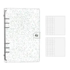 シール帳 透明 A7サイズ 6穴 クリアバインダー はがせる シール手帳 シール収納 リフィル10枚付き 女の子 シールバインダー オリジナル 推し活 収納ブック (A6クリアラメ) 0