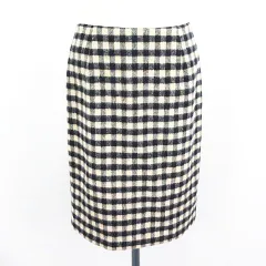 コムサモデルズ COMME CA MODELS スカート ボトムス ひざ丈 タイト チェック ウール混 起毛 L ベージュ×ブラック ※EKM