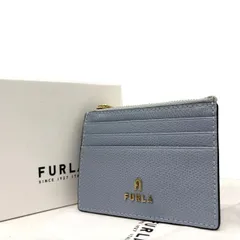 【美品】フルラ FURLA 小銭入れ コインケース カードケース フラグメントケース レザー ライトブルー 水色 ゴールド金具 レディース エレガント クラシック ビンテージ お出かけ デイリー 人気 上品 高級 シンプル 無地 カジュアル トレンド w2