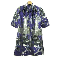 シルビアンヒーチ ワンピース 半袖 総柄 ボウタイ トップス レディース Mサイズ パープル×ブラック×グレー SILVIAN HEACH 【中古】