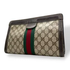 美品 グッチ GUCCI GGスプリーム GG柄 クラッチ セカンドバッグ ポーチ PVC レザー 本革 茶 レトロ クラシック ビンテージ エレガント ビジネス パーティー フォーマル カジュアル お出かけ メンズ レディース 男女兼用 カバン 鞄 D4