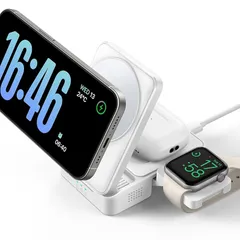 【15W急速】3in1 Magsafe対応 充電器 Lamicall 折り畳み 卓上 : スマホ ウォッチ 同時 充電 スタンド コンパクト 持ち運び マグセーフ ワイヤレス ドック 磁石 縦 横 置き 携帯 机 マグネット じゅうでん 出張 旅行 iPh 0