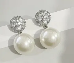 【上品パール】ビジュー パール ピアス シルバー 結婚式 卒業式 入学式　韓国
