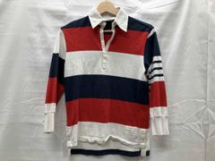 THOM BROWNE. ネイビー ポロシャツ Lサイズ トリコロールテープ - メルカリ