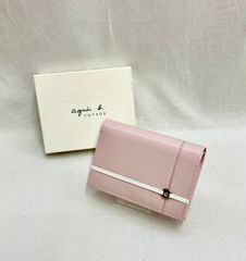 agnes b.】二つ折り財布 UAW01-01 ピンク 美品 - メルカリ