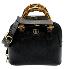 新品同様　グッチ　GUCCI　ダイアナ　ミニ　トートバッグ　2WAY　ハンドバッグ　ショルダーバッグ　バンブー　レザー　715775　ブラック　黒　マーモント　クロスボディ　トップハンドル　レディース　4900