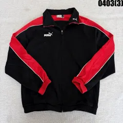 XL プーマ ブラック/レッド トラックジャージ ウィンドブレーカー ジャケット 0403(3)