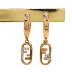 Fendi フェンディ オーロック ピアス ラインストーン ゴールド スタッドピアス ドロップ スウィング ロゴ フープ 4884のサムネイル