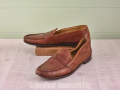 D248 USA製 ALLEN Edmonds ビンテージ コインローファー ワイズ細め 茶 メンズ 14B 32cmのサムネイル