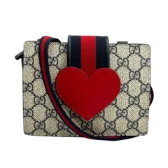 GUCCI グッチ GGスプリーム チルドレンズ ハート ショルダーバッグ レッド ベージュ ネイビー  PVC レザー キャンバス 793830 ミニバッグ シェリーライン 4890