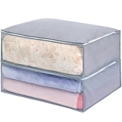 収納袋 引っ越し 収納ボックス 布団袋 クローゼット ふとん収納 中身の見える透明窓付き 押し入れ 通気性の良い不織布がホコリなどの汚れをガード 2枚組 グレー 軽寝具用 毛布 167-02 布団収納ケース アストロ