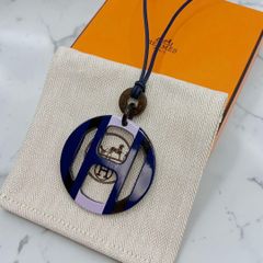 ほぼ未使用✨ エルメス ネックレス Hエキップ ネイビー×パープル 