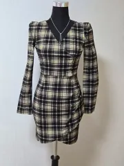 겉 기모 살짝 CHECK PATTERN ONE PIECE BLACK