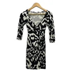 ダイアン・フォン・ファステンバーグ ワンピース サイズ0 XS レディース美品  - アイボリー×黒 Vネック/七分袖/ひざ丈