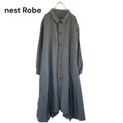 【美品】nest Robe ネストローブ リネン シャツワンピース 羽織り チャコールグレー