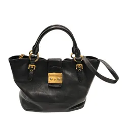 ミュウミュウ miu miu マドラスハンドバッグ ブラック レザー レディース ショルダーバッグ