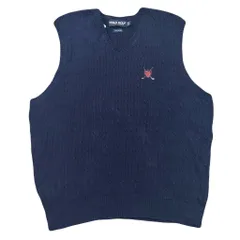 POLO GOLF RALPH LAUREN ポロゴルフ ラルフローレン ケーブルニット コットンベスト 刺繍ロゴ 紺 Lサイズ No.EA206