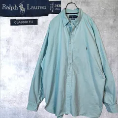 ラルフローレン パステルブルー オックスフォードシャツ ビッグシャツ 2XB 裾ポニー 刺繍 00s 古着 Ralph Lauren Oxford Shirt Pastel Blue Classic Fit Oversized 2XLサイズ相当