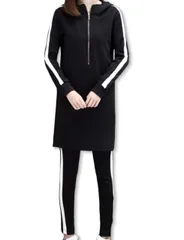 [スロウライド] レディース 女性用 女子 女の子 子供 キッズ ジュニア セットアップ オールインワン オーバーオール トップス トレーナー パーカー パンツ ズボン ジャージ スウェット 上下セット 無地 シンプル 長�� ゆったり [ブラック] [5L]