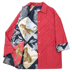 【SALE】Salvatore Ferragamo サルヴァトーレ フェラガモ ジャケット キルティング ロゴ ボタン パディング 中綿 レオパード ヒョウ アニマル 総裏仕立て ライニング サイドベンツ レディース サイズ M レッド 赤 イタリア製のサムネイル