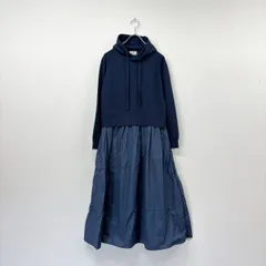 未使用 mao made マオメイド 異素材 ドッキング フーテッド ワンピース ネイビー 系 サイズ FREE 804-0010のサムネイル