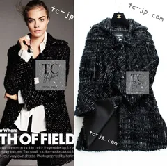 シャネル コート CHANEL ブラック メタリック ツイード カール・ラガーフェルド 76万 モデル着用 貴重 超美品 雑誌掲載 34 36のサムネイル