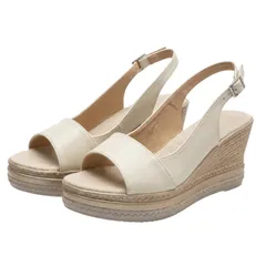 [kanaelun] レディース ウェッジソール サンダル 厚底 7.5cm ヒール バックストラップ オープントゥ 美脚 S M L (アイボリー, 日本の靴のサイズ寸法, 大人, アルファベット, M) [アイボリー] [M]