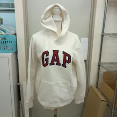 GAP パーカー ホワイト レッド ロゴ Sサイズ 裏起毛 メンズ ギャップ 廃盤