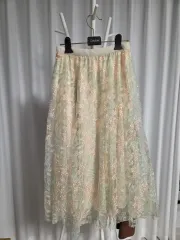 フラワー 刺繍 レイ ロング スカート