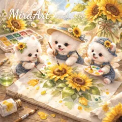 再販パネル生地【563】妖精ポメちゃん・お絵描き春夏　ポメラニアン　６柄セット1枚