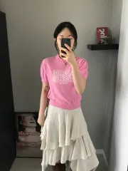 マリテフランソワジルボー センターロゴ ピンク 半袖 ニット