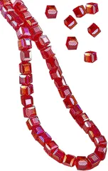 UB-Lab. 手芸 キューブ ビーズ 人工 水晶 透明 大人 子供 ネックレス ピアス キーホルダー リング デコパーツ 約 98 個 セット レッド [レッド]