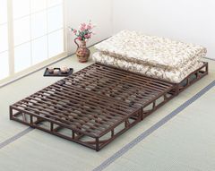 送料無料 籐ラタン2つ折りすのこベッド シングル 枕付 籐ベッド新品 