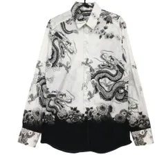 DOLCE ＆ GABBANA ドルチェアンドガッバーナ GOLD ドラゴン ドレス シャツ 長袖 15(3/4)/40 ホワイト ブラック メンズ 【中古】