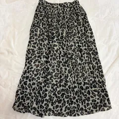 【any FAM】レオパード柄プリーツスカート M ロング丈 ウエストゴム 大人可愛いのサムネイル