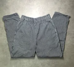 GU ジーユー シェフパンツ ヒッコリー ストライプ ネイビー ホワイト S 綿100% イージーパンツ ワークパンツ メンズ レディース ユニセックス 321-335333 ウエストゴム ドローストリング 美品 古着 アメカジ カジュアル