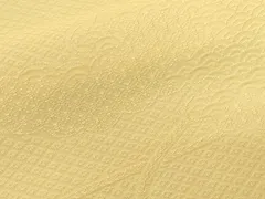 平和屋着物■上質な色無地　雲重ね吉祥地紋　鳥の子色　正絹　逸品　CABE3522ev