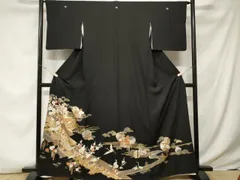 平和屋着物■豪華黒留袖　駒刺繍　雪輪飛鶴松竹梅　金銀彩　正絹　逸品　CABE3542ev