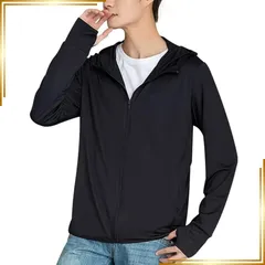 【新品】 [Nesseo] ラッシュガード メンズ 長袖 パーカー 水着 ラッシュパーカー オーバーウェア 大きいサイズ 冷感 フード付き 日焼け対策 UPF50+ UVカット 夏服 海 アウター シンプル 2088M-blk-L 0