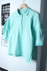 W(F) シワ 半袖 KARA（カラ） Tシャツ 新色 品 オーバーサイズ ミント 無地-18037