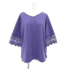 レプシィム ローリーズファーム LEPSIM LOWRYS FARM タグ付き カットソー ブラウス L 紫 パープル Vネック 七分袖 レース装飾 /NU ■ECF003