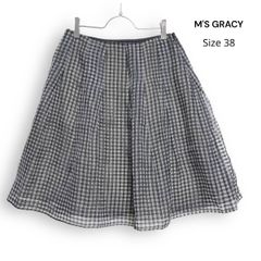 M'S GRACY ギンガムチェック フレアスカート 44サイズ 美品】GRAMICCI／グラミチ ウールフレアスカート ギンガムチェック M