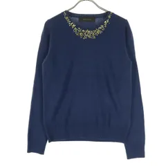 美品 Jewel Changes ジュエルチェンジズ 長袖 ビジュー セーター ネイビー レディース 古着のサムネイル