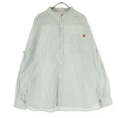 niko and... ニコアンド UNIVERSAL OVERALL コラボ ストライプ柄 長袖 ワークシャツ 4 ホワイト メンズ 古着