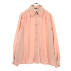 美品 HANAEMORI TOPS ハナエモリトップス 長袖 ボリューム袖 ギャザー ブラウス 9 ライトモーブピンク レディース 古着